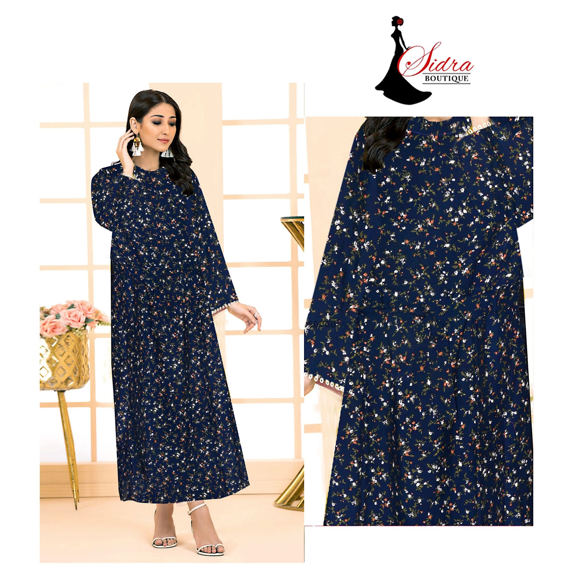 Elegant Navy Blue Floral