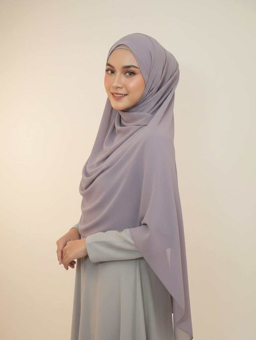 Light Purple Chiffon Cotton Scarf / Hijab – Soft, Elegant & Breathable Modest Wear