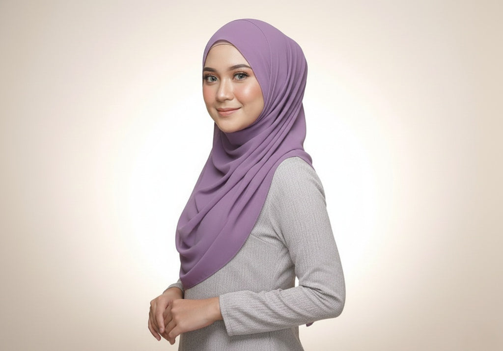 Purple Chiffon Cotton Scarf / Hijab – Soft, Elegant & Breathable Modest Wear