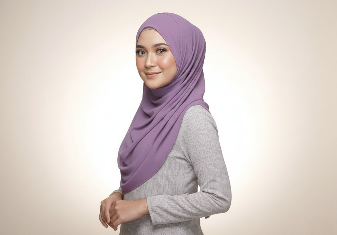 Purple Chiffon Cotton Scarf / Hijab – Soft, Elegant & Breathable Modest Wear