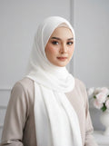 White Chiffon/Cotton Scarf / Hijab – Elegant, Lightweight & Modest