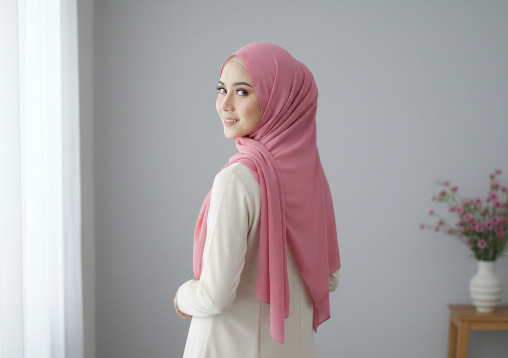 Pink Chiffon Cotton Scarf / Hijab – Soft, Elegant & Breathable Modest Wear