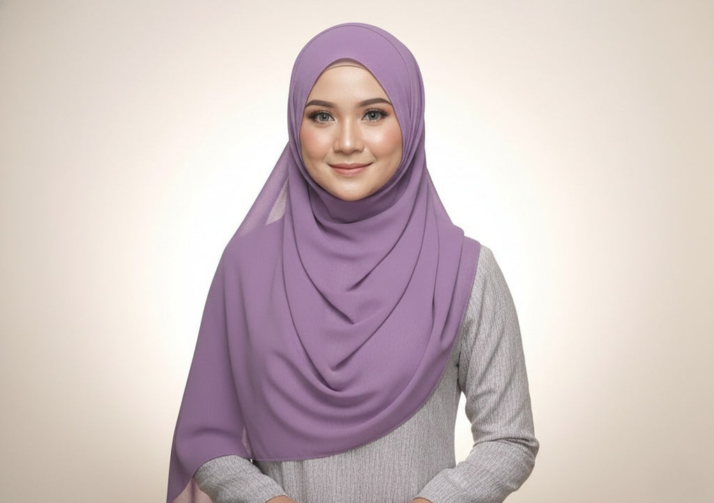 Purple Chiffon Cotton Scarf / Hijab – Soft, Elegant & Breathable Modest Wear