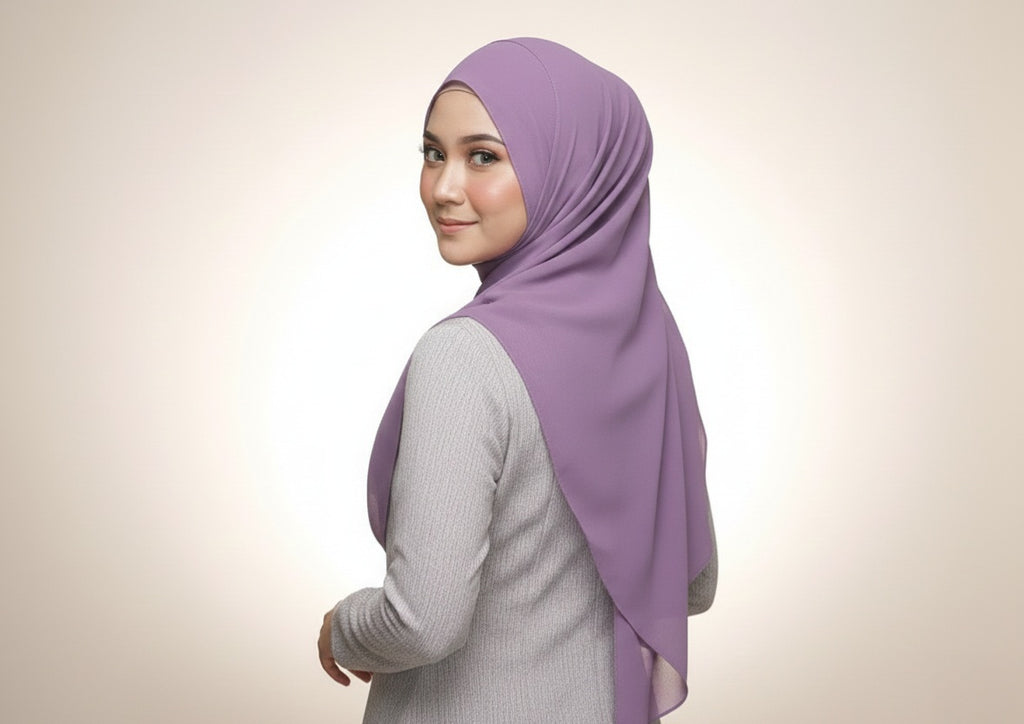 Purple Chiffon Cotton Scarf / Hijab – Soft, Elegant & Breathable Modest Wear