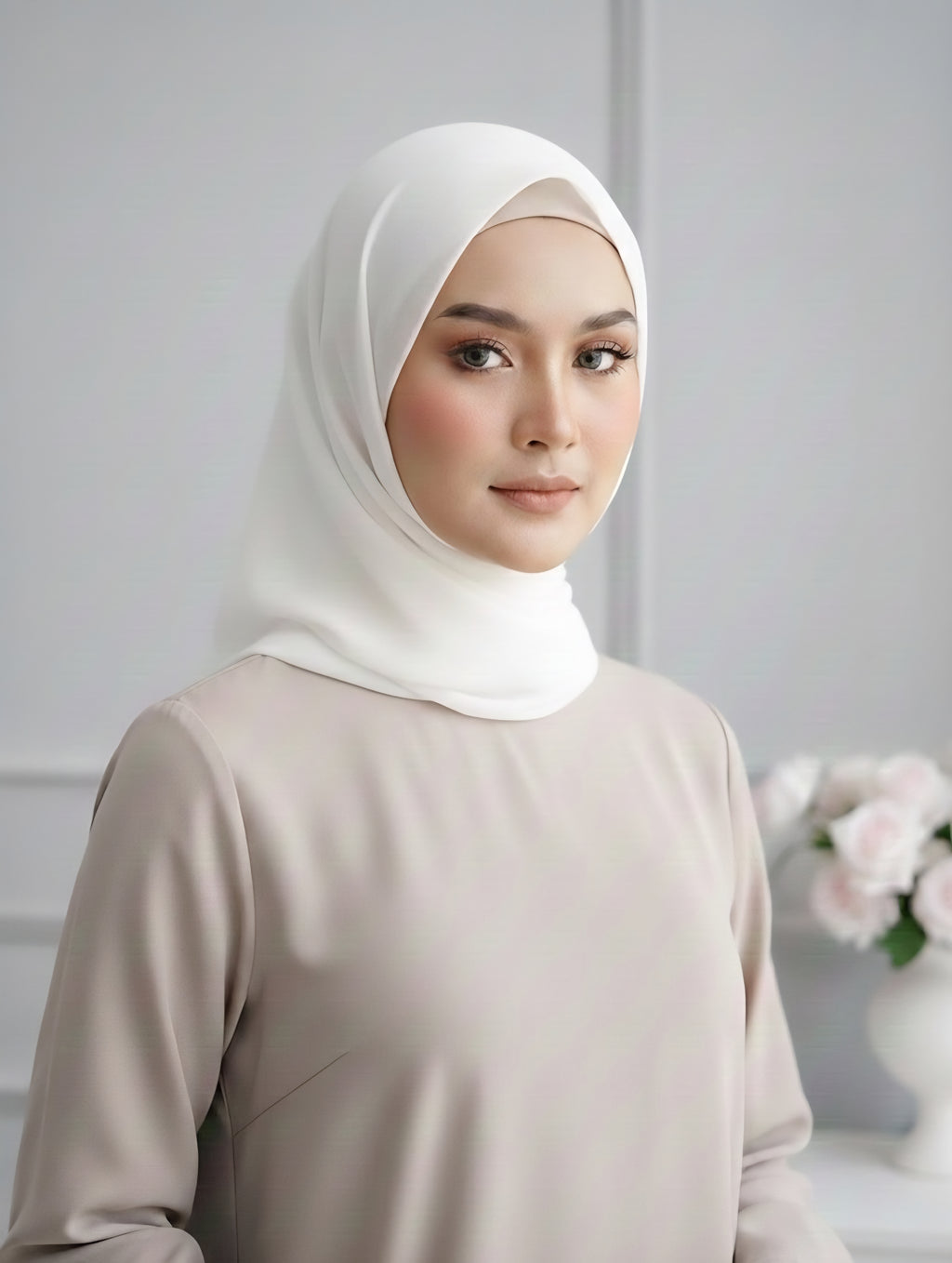 White Chiffon/Cotton Scarf / Hijab – Elegant, Lightweight & Modest